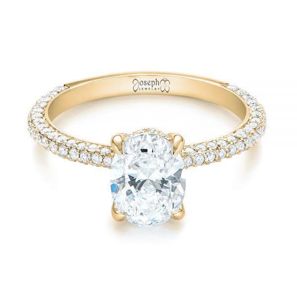 14k Yellow Gold 14k Yellow Gold Custom Pave Diamond Engagement Ring - Flat View - 104689
