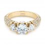 18k Yellow Gold Custom Pave Diamond Engagement Ring - Flat View -  104849 - Thumbnail