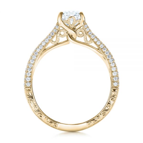 18k Yellow Gold 18k Yellow Gold Custom Pave Diamond Engagement Ring - Front View -  101681