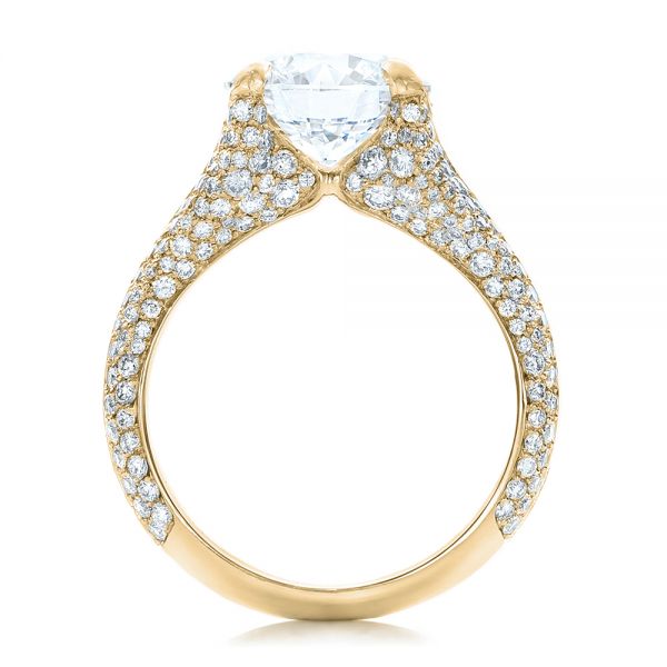 14k Yellow Gold 14k Yellow Gold Custom Pave Diamond Engagement Ring - Front View -  102176