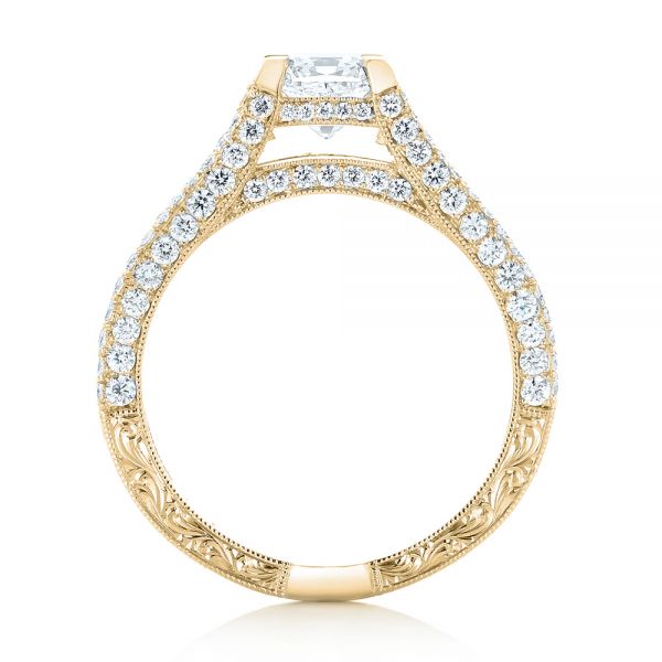 18k Yellow Gold 18k Yellow Gold Custom Pave Diamond Engagement Ring - Front View -  102796