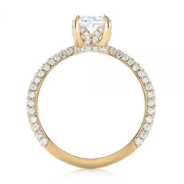 18k Yellow Gold 18k Yellow Gold Custom Pave Diamond Engagement Ring - Front View -  104689