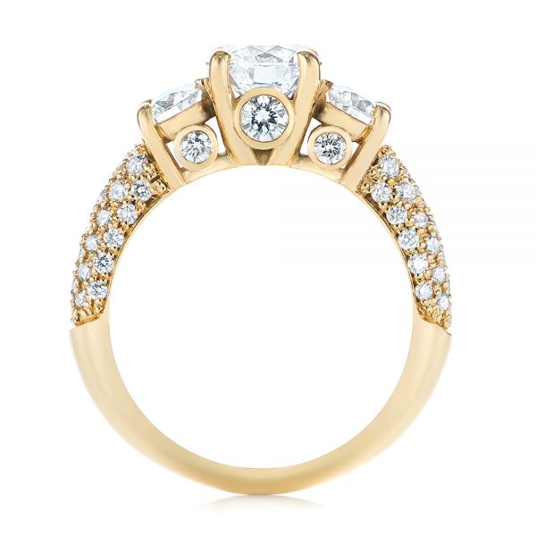 18k Yellow Gold Custom Pave Diamond Engagement Ring - Front View -  104849