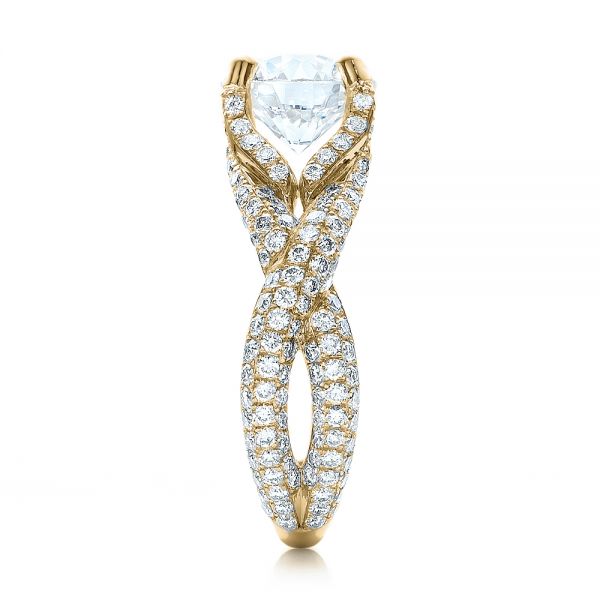 14k Yellow Gold 14k Yellow Gold Custom Pave Diamond Engagement Ring - Side View - 100835
