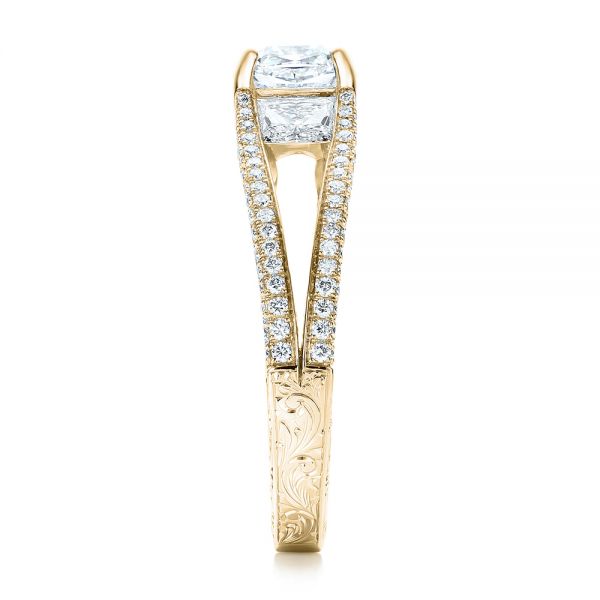 14k Yellow Gold 14k Yellow Gold Custom Pave Diamond Engagement Ring - Side View -  101681