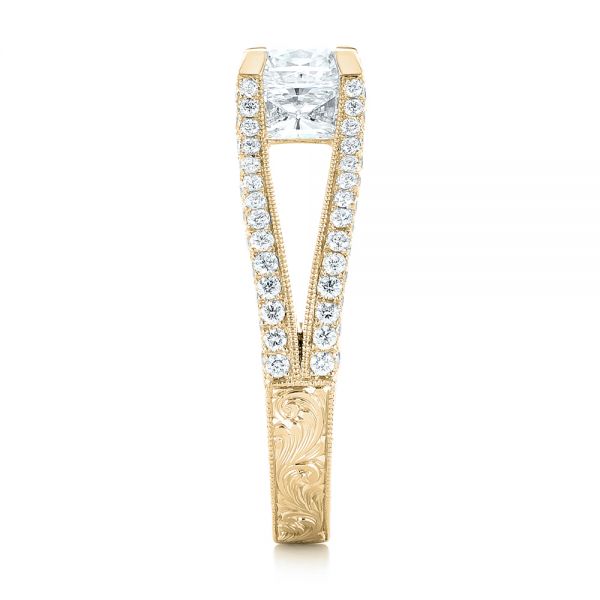 14k Yellow Gold 14k Yellow Gold Custom Pave Diamond Engagement Ring - Side View - 102796