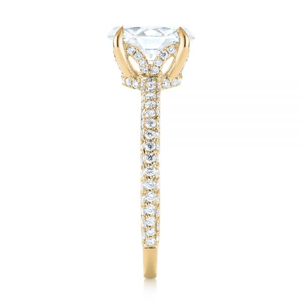 18k Yellow Gold 18k Yellow Gold Custom Pave Diamond Engagement Ring - Side View -  104689