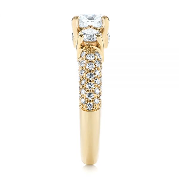 18k Yellow Gold Custom Pave Diamond Engagement Ring - Side View - 104849