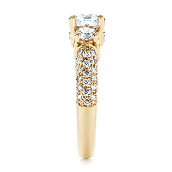 14k Yellow Gold 14k Yellow Gold Custom Pave Diamond Engagement Ring - Side View -  104849