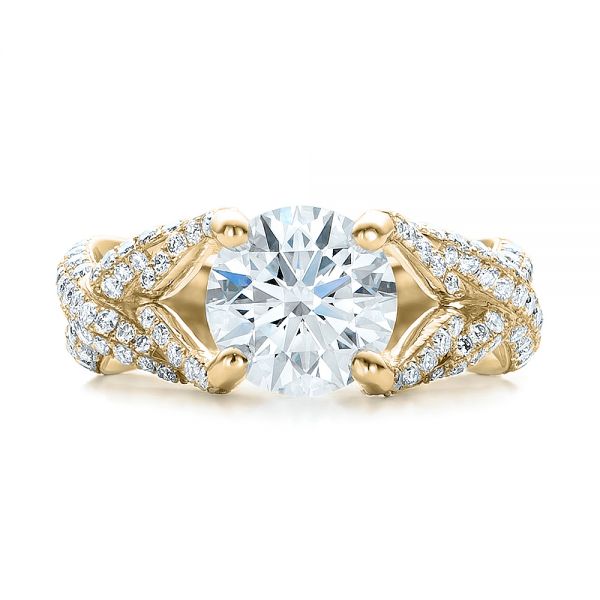 14k Yellow Gold 14k Yellow Gold Custom Pave Diamond Engagement Ring - Top View -  100835