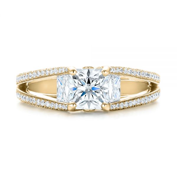 14k Yellow Gold 14k Yellow Gold Custom Pave Diamond Engagement Ring - Top View -  101681