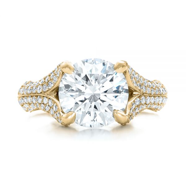 18k Yellow Gold 18k Yellow Gold Custom Pave Diamond Engagement Ring - Top View -  102176