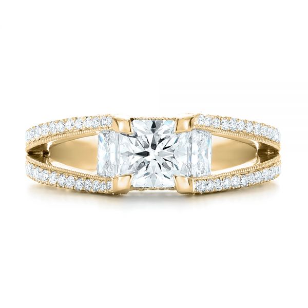 14k Yellow Gold 14k Yellow Gold Custom Pave Diamond Engagement Ring - Top View - 102796