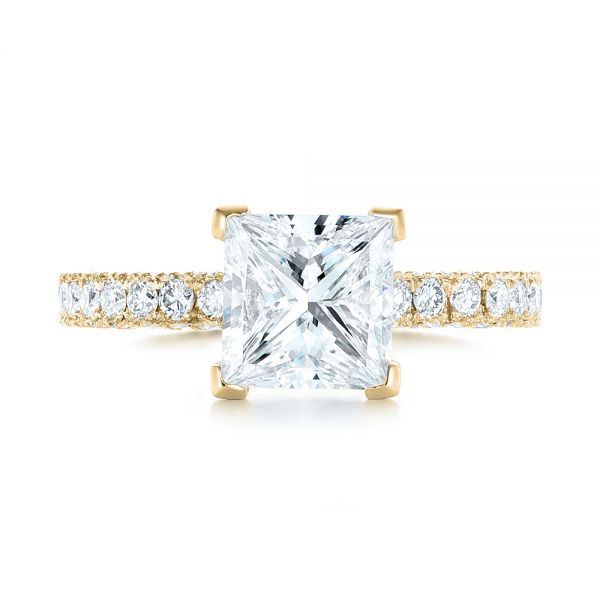 18k Yellow Gold 18k Yellow Gold Custom Pave Diamond Engagement Ring - Top View -  103358