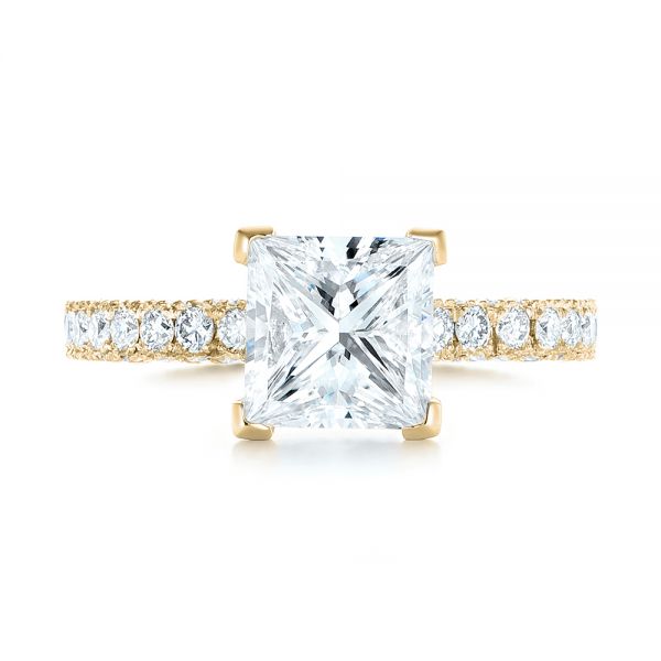 18k Yellow Gold 18k Yellow Gold Custom Pave Diamond Engagement Ring - Top View - 103358