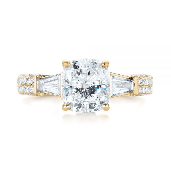 18k Yellow Gold 18k Yellow Gold Custom Pave Diamond Engagement Ring - Top View - 103610