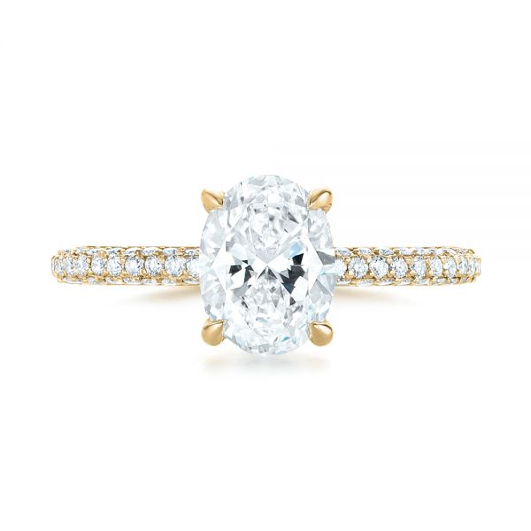 18k Yellow Gold 18k Yellow Gold Custom Pave Diamond Engagement Ring - Top View -  104689