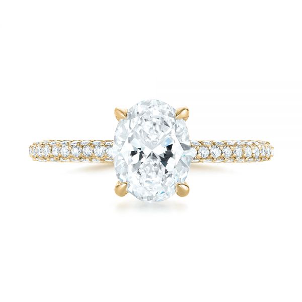 14k Yellow Gold 14k Yellow Gold Custom Pave Diamond Engagement Ring - Top View - 104689