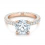 18k Rose Gold 18k Rose Gold Custom Pave Diamond Eternity Engagement Ring - Flat View -  102143 - Thumbnail