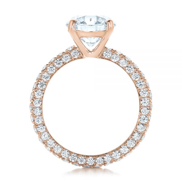 18k Rose Gold 18k Rose Gold Custom Pave Diamond Eternity Engagement Ring - Front View -  102143