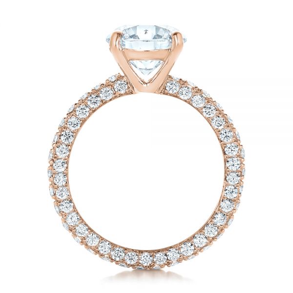 18k Rose Gold 18k Rose Gold Custom Pave Diamond Eternity Engagement Ring - Front View - 102143