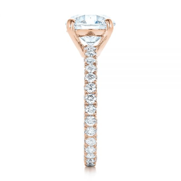 18k Rose Gold 18k Rose Gold Custom Pave Diamond Eternity Engagement Ring - Side View - 102143