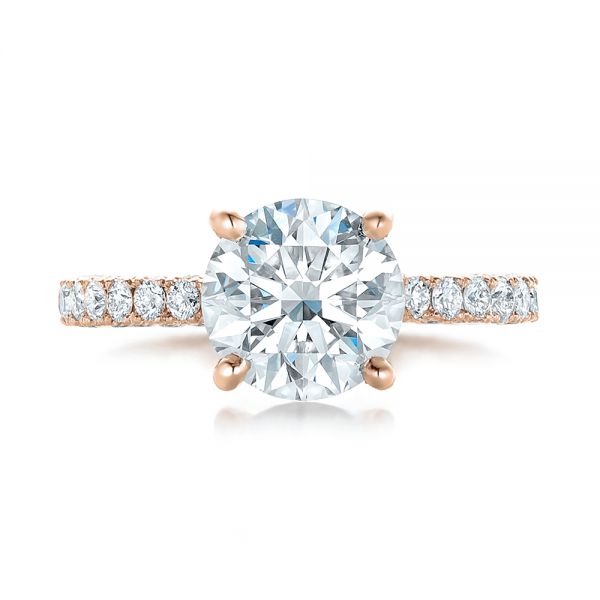 18k Rose Gold 18k Rose Gold Custom Pave Diamond Eternity Engagement Ring - Top View - 102143
