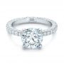 18k White Gold Custom Pave Diamond Eternity Engagement Ring - Flat View -  102143 - Thumbnail
