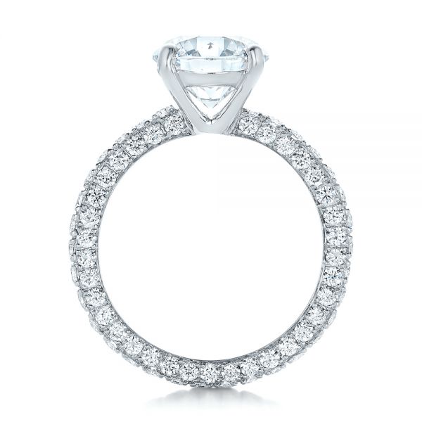 18k White Gold Custom Pave Diamond Eternity Engagement Ring - Front View - 102143