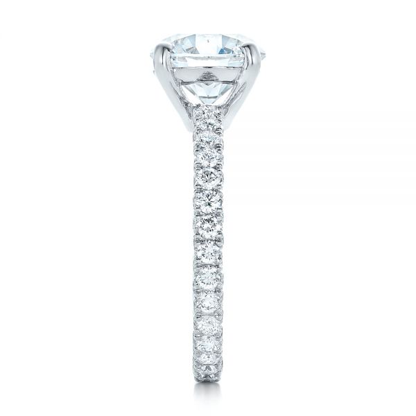 18k White Gold Custom Pave Diamond Eternity Engagement Ring - Side View -  102143