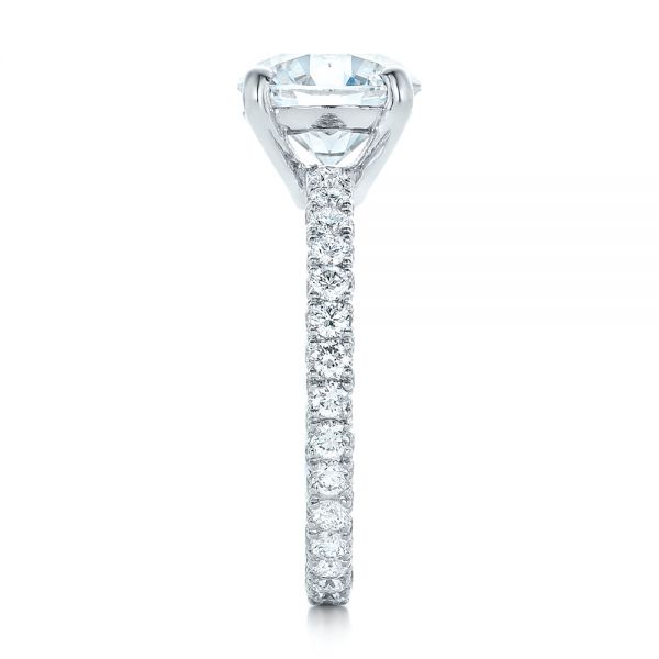 18k White Gold Custom Pave Diamond Eternity Engagement Ring - Side View - 102143