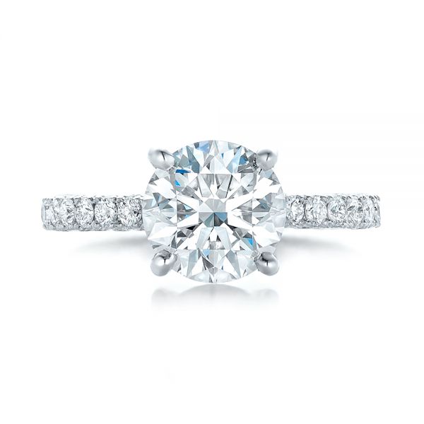 18k White Gold Custom Pave Diamond Eternity Engagement Ring - Top View - 102143