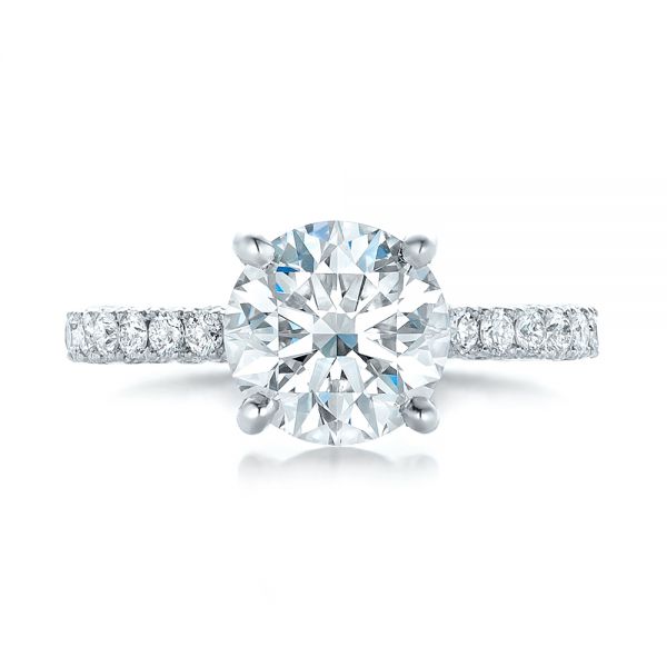  Platinum Platinum Custom Pave Diamond Eternity Engagement Ring - Top View -  102143