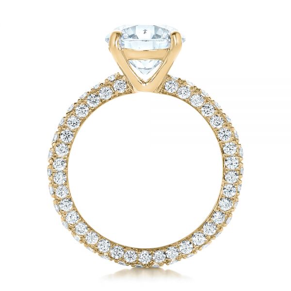 18k Yellow Gold 18k Yellow Gold Custom Pave Diamond Eternity Engagement Ring - Front View -  102143