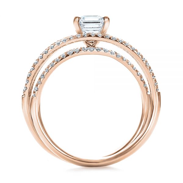18k Rose Gold 18k Rose Gold Custom Pave Diamond Multi-band Engagement Ring - Front View -  100612