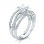 18k White Gold Custom Pave Diamond Multi-band Engagement Ring - Three-Quarter View -  100612 - Thumbnail