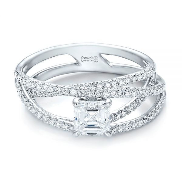  Platinum Platinum Custom Pave Diamond Multi-band Engagement Ring - Flat View -  100612