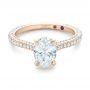 14k Rose Gold Custom Pave Diamond Engagement Ring - Flat View -  102292 - Thumbnail