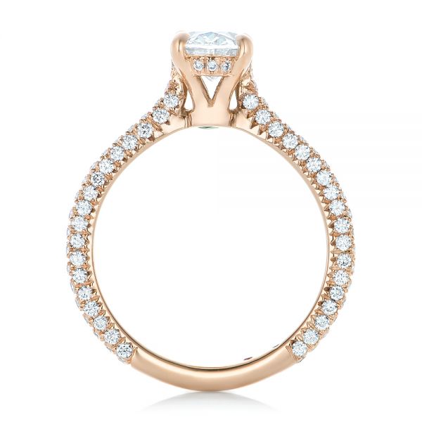 14k Rose Gold Custom Pave Diamond Engagement Ring - Front View -  102292