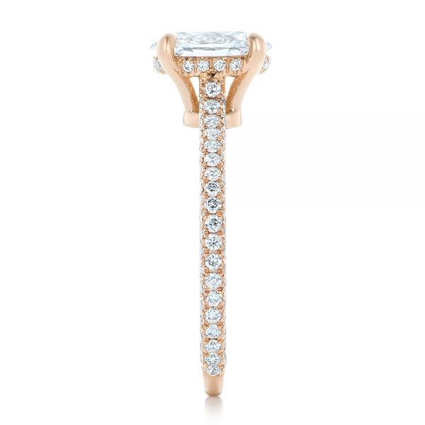 14k Rose Gold Custom Pave Diamond Engagement Ring - Side View - 102292