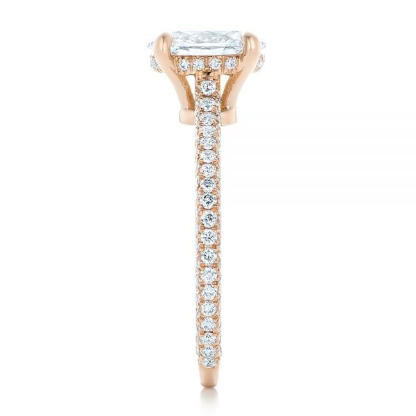 18k Rose Gold 18k Rose Gold Custom Pave Diamond Engagement Ring - Side View -  102292