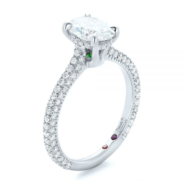 18k White Gold 18k White Gold Custom Pave Diamond Engagement Ring - Three-Quarter View -  102292