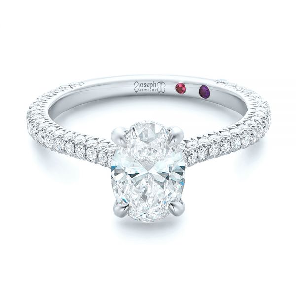 18k White Gold 18k White Gold Custom Pave Diamond Engagement Ring - Flat View -  102292