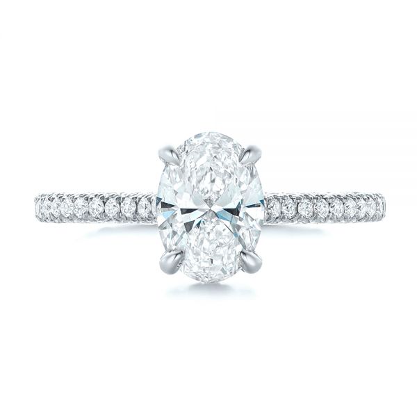 14k White Gold 14k White Gold Custom Pave Diamond Engagement Ring - Top View -  102292