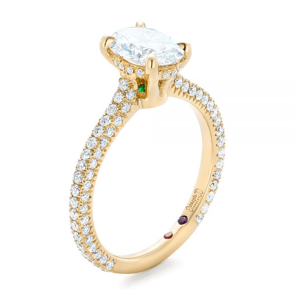 14k Yellow Gold 14k Yellow Gold Custom Pave Diamond Engagement Ring - Three-Quarter View -  102292