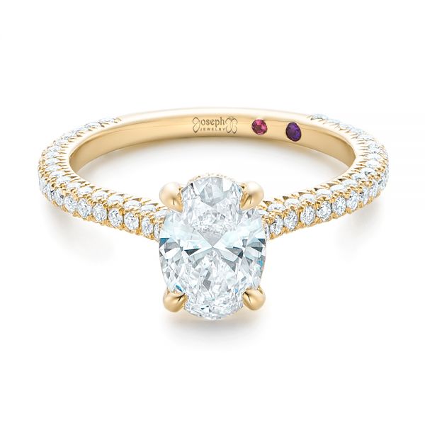 18k Yellow Gold 18k Yellow Gold Custom Pave Diamond Engagement Ring - Flat View -  102292