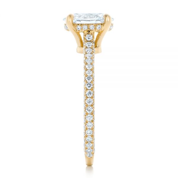 18k Yellow Gold 18k Yellow Gold Custom Pave Diamond Engagement Ring - Side View -  102292