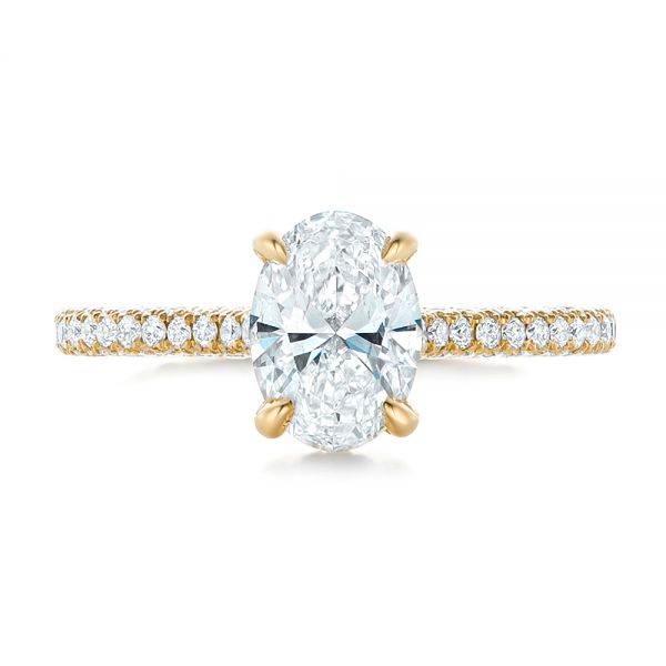 18k Yellow Gold 18k Yellow Gold Custom Pave Diamond Engagement Ring - Top View -  102292