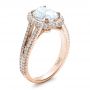 14k Rose Gold 14k Rose Gold Custom Pave Halo Engagement Ring - Three-Quarter View -  100009 - Thumbnail