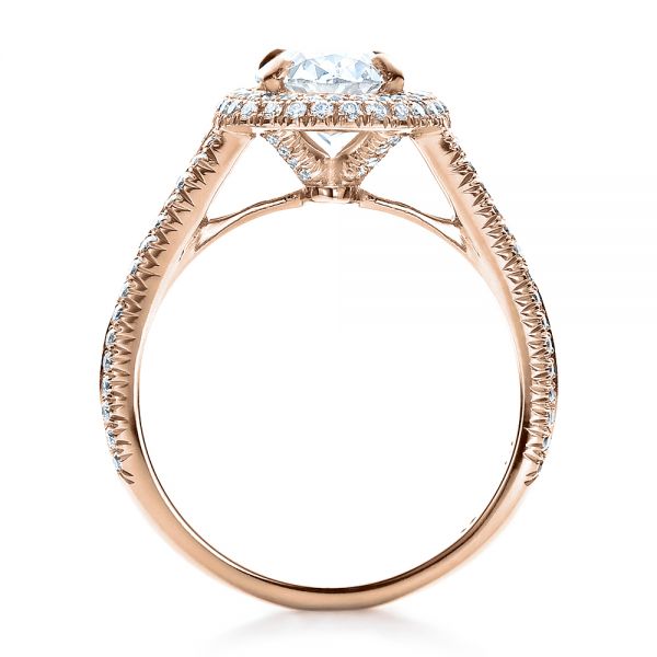 18k Rose Gold 18k Rose Gold Custom Pave Halo Engagement Ring - Front View - 100009